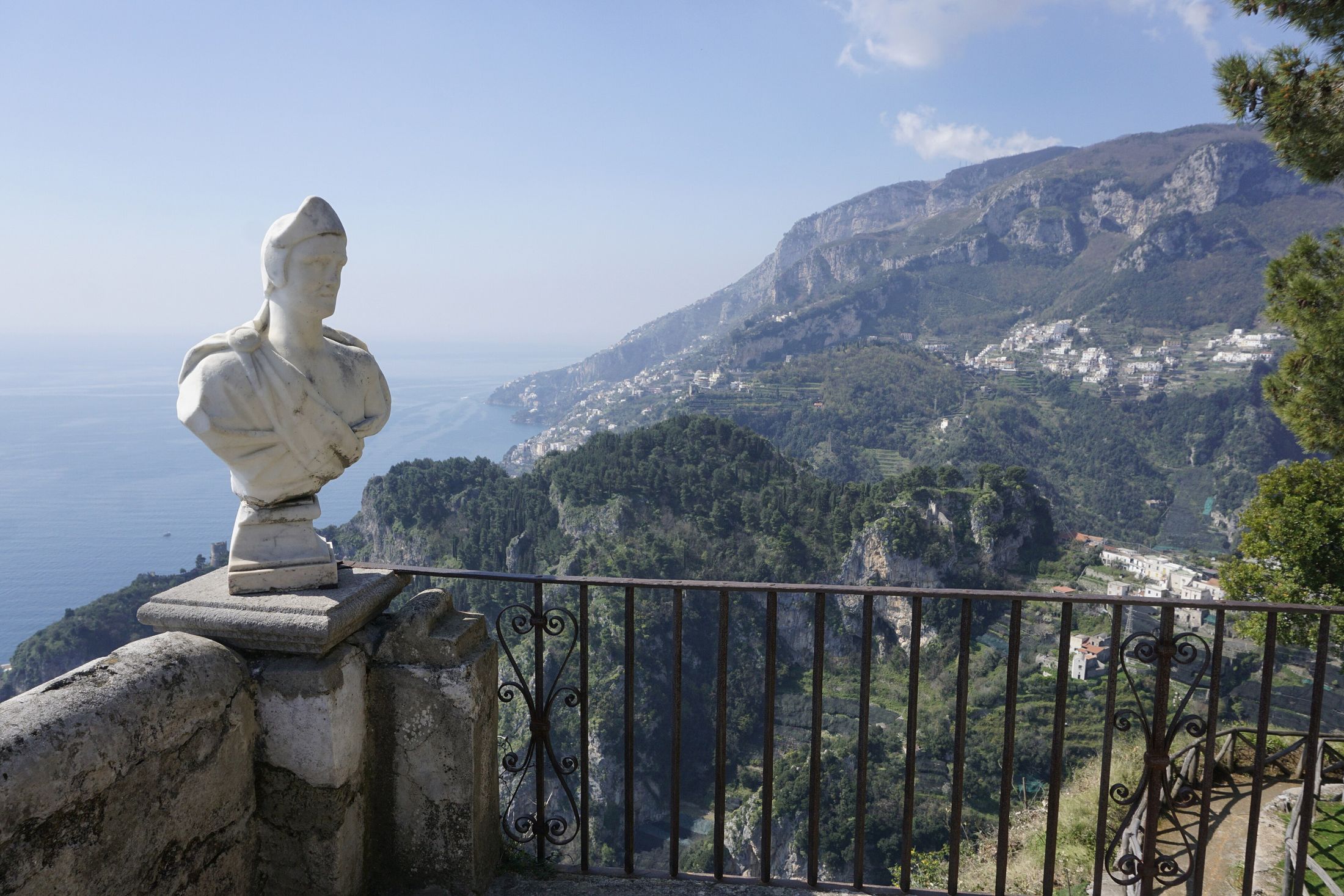 The terrace of Villa Cimbrone above the Amalfi Coast